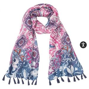 MULTI PRINT SCARF WITH TASSEL TRIM